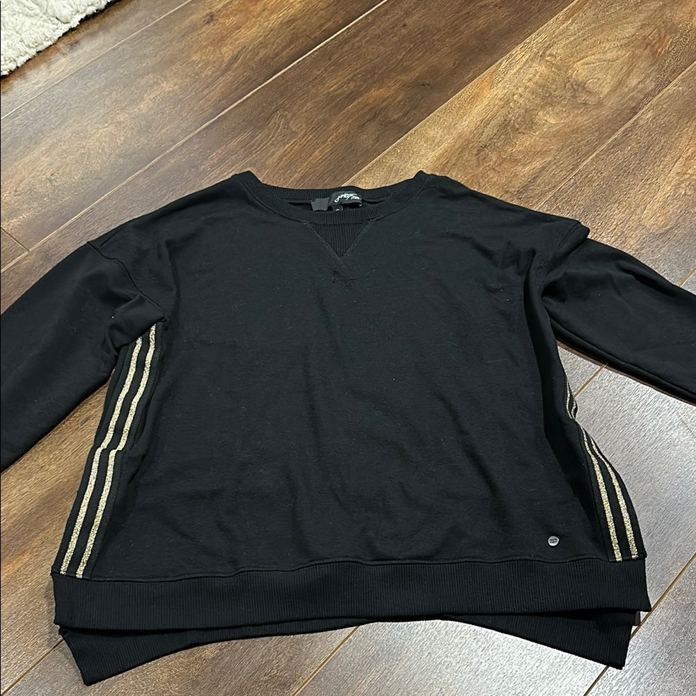 Black Sweater with Gold Stripe Accents